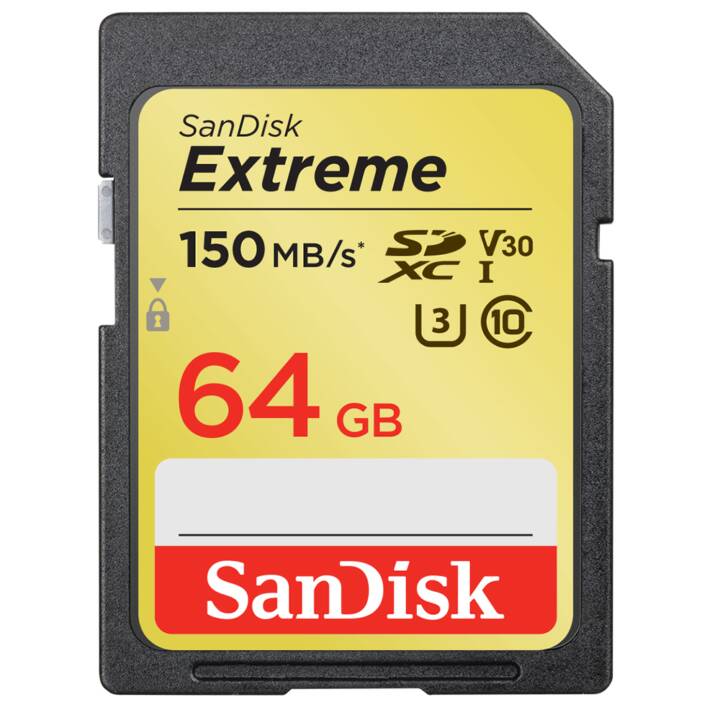 Карта памяти sandisk sdxc extreme class 10 uhs i u3 150 60mb s 64gb