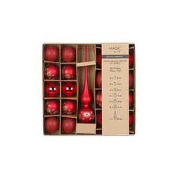 INGES CHRISTMAS DECOR Pallina di Natale Merry Red Set (19 pezzo, Rosso)