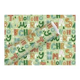 BRAUN + COMPANY Papier cadeau Merry Christmas (Orange, Vert, Texte et lettres)