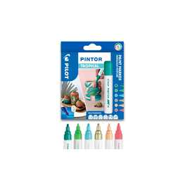 PILOT PEN Marqueur permanent Pintor Medium Tropical (Multicolore, 6 pièce)