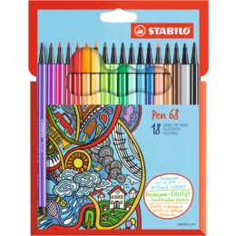 STABILO Pen 68 Crayon feutre (Multicolore, 18 pièce)