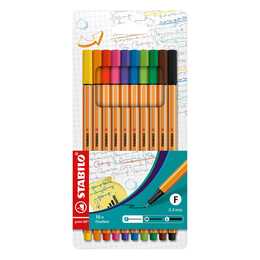 STABILO Point 88 10x Fineliner (Violett, Gelb, Braun, Orange, Schwarz, Grün, Rot, Blau, Pink, 10 Stück)