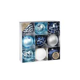 INGES CHRISTMAS DECOR Pallina di Natale (9 pezzo, Argento, Blu, Bianco)