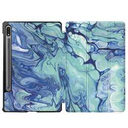 EG coque pour Samsung Galaxy Tab S8 11" (2022) - bleu - marbre