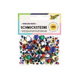 FOLIA Schmucksteine Sparkling Hearts (450 Stück, Mehrfarbig)