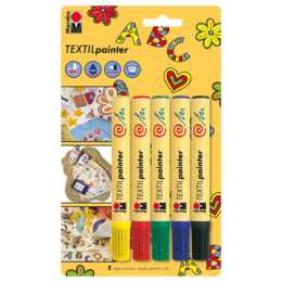 MARABU Marcatore tessile TEXTILpainter (Giallo, Nero, Verde, Blu, Rosso, 5 pezzo)