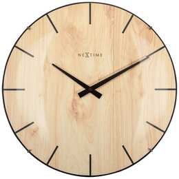 NEXTIME Edge Wood Dome Wanduhr (Analog, 35 cm)