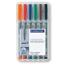 STAEDTLER Folienschreiber Lumocolor 312 (Braun, Orange, Schwarz, Grün, Rot, Blau, 6 Stück)