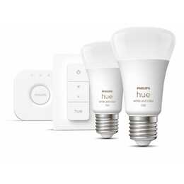 PHILIPS HUE LED Birne Starterset White & Color Ambiance (E27, Bluetooth, 9 W)