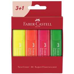 FABER-CASTELL Surligneur (Jaune, Orange, Rosé, Vert, 4 pièce)