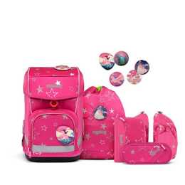 ERGOBAG Schulranzen Set Cubo Light SternzauBär (19 l, Silber, Pink, Weiss)