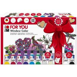 MARABU Fensterfarbe For You Set (10 x 80 ml, Mehrfarbig)