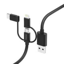 HAMA 3in1 Câble (USB Type C, Lightning, Micro USB, USB Typ A, 1.5 m)