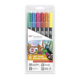 TOMBOW Dual Filzstift (Pink, Gelb, Blau, Orange, Grün, Rot, 6 Stück)