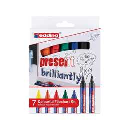 EDDING Marqueur pour Flipchart 30/33 E-7 (Jaune, Orange, Noir, Bleu, Vert, Rouge, 7 pièce)