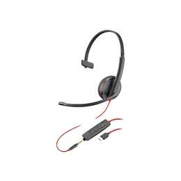 HP Office Headset Blackwire C3215 (On-Ear, Kabel, Schwarz, Rot)