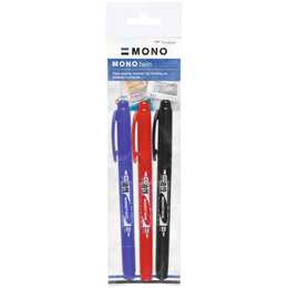 TOMBOW Textmarker Mono (Blau, Schwarz, Rot, 3 Stück)