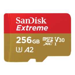 SANDISK MicroSD Extreme (UHS-I Class 3, Video Class 30, 256 GB, 160 MB/s)