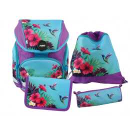 FUNKI Schulranzen Set Joy Bag Tropical (25 l, Lila, Blau, Pink)