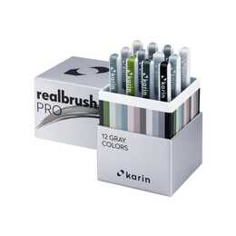 KARIN Kreativmarker Real Brush Pro (Grau, 12 Stück)