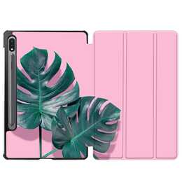 EG Flip cover pour Samsung Galaxy Tab S7 FE 12.4" (2021) - feuilles roses