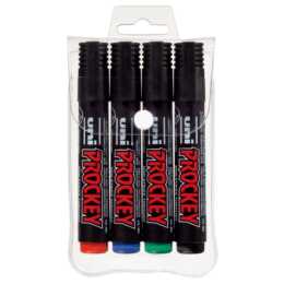 UNI Pennarello indelebile Prockey (Nero, Verde, Blu, Rosso, 4 pezzo)