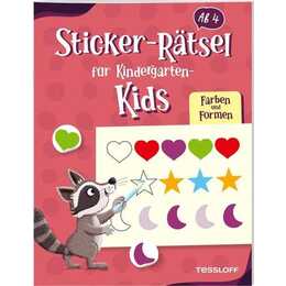 Sticker-Rätsel für Kindergarten-Kids. Farben und Formen