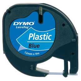 DYMO LetraTag Schriftband (Schwarz / Blau, 12 mm)