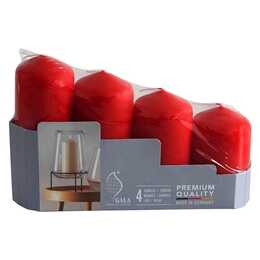 MÜLLER KERZEN Bougie cylindrique (4 pièce, Noël, Rouge)