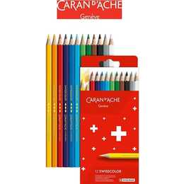 CARAN D'ACHE Crayons de couleur Swisscolor (Multicolore, 12 pièce)