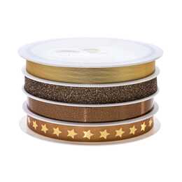 PATTBERG Ruban cadeau Glitter Star (Brun, Doré)