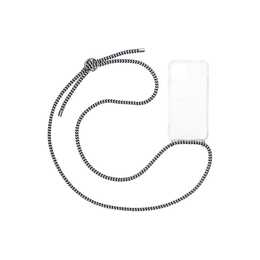 URBANY'S Backcover mit Kordel Necklace Case (iPhone 14 Pro Max, Silber, Transparent, Schwarz, Weiss)