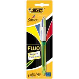 BIC Kugelschreiber 4 Colours Fluo (Gelb, Blau, Schwarz, Rot)