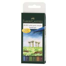 FABER-CASTELL Pitt Artist Crayon encre (Vert, Brun, Bleu, 6 pièce)