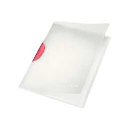 LEITZ Cartellina con clip Color Clip Magic (Transparente, Rosso, A4, 1 pezzo)