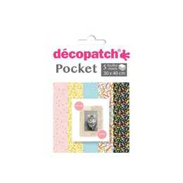 DÉCOPATCH Spezialpapier Pocket Nr. 22 (Farbig assortiert, 5 Blatt)