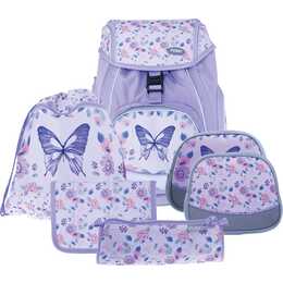 FUNKI Schulranzen Set Flexy-Bag Butterfly (28 l, Lila)