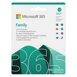 MICROSOFT M365 Family +3 (Licence, 6x, 12 Mois, Français, Allemand, Italien)