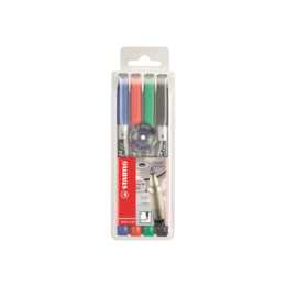 STABILO Pennarello indelebile Write-4-all (Nero, Verde, Blu, Rosso, 4 pezzo)