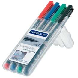 STAEDTLER Marqueur permanent Lumocolor (Noir, Vert, Bleu, Rouge, 1 pièce)