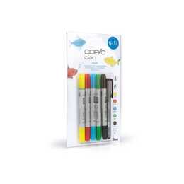 COPIC Grafikmarker Ciao Brights (Gelb, Blau, Grün, Schwarz, Rot, 6 Stück)