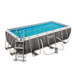 BESTWAY Piscina fuori terra con struttura tubolare in acciaio Rectangular Frame Rattan (201 cm x 404 cm x 100 cm)