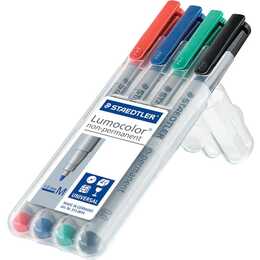 STAEDTLER Surligneur Lumocolor (Noir, Vert, Rouge, Bleu, 4 pièce)