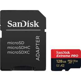 SANDISK MicroSDXC Extreme PRO 128 Go (Class 10, A2, Video Class 30, 200 Mo/s)