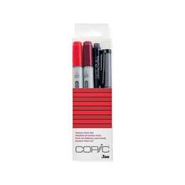 COPIC Pennarello acrilico Ciao (Nero, Rosso, 4 pezzo)