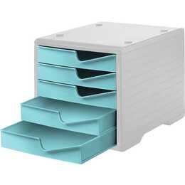 STYRO Cassettiera da scrivania (C4, 27 cm  x 34 cm  x 25.5 cm, Grigio, Blu)