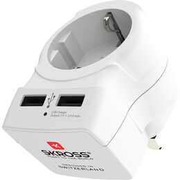 SKROSS Adattatore viaggio (USB / Europa, Tipo C, Bianco)