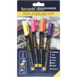 SECURIT Kreidemarker (Violett, Pink, Gelb, Orange, 4 Stück)