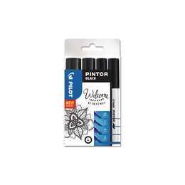 PILOT PEN Kreativmarker Pintor B/M/F/XF (Schwarz, 4 Stück)