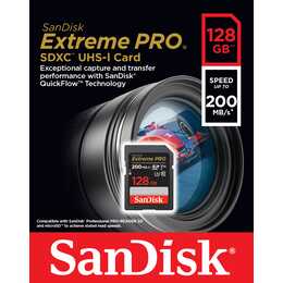 SANDISK SDXC Extreme Pro 128 Go (Class 10, Video Class 30, 200 Mo/s)